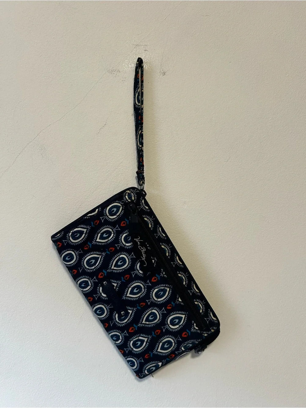 Vera Bradley Navy Quilted Wristlet Wallet with Red & White Eye Motif